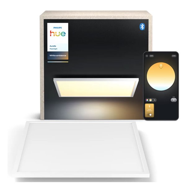 Panel LED cuadrado inteligente AURELLE Hue XL blanco, 60X60cm, 2750Lm 39W, White Ambiance