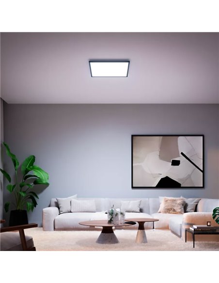 Painel LED quadrado inteligente AURELLE Hue XL, preto, 60x60cm, 2750 lúmens, 39W, luz ambiente branca.