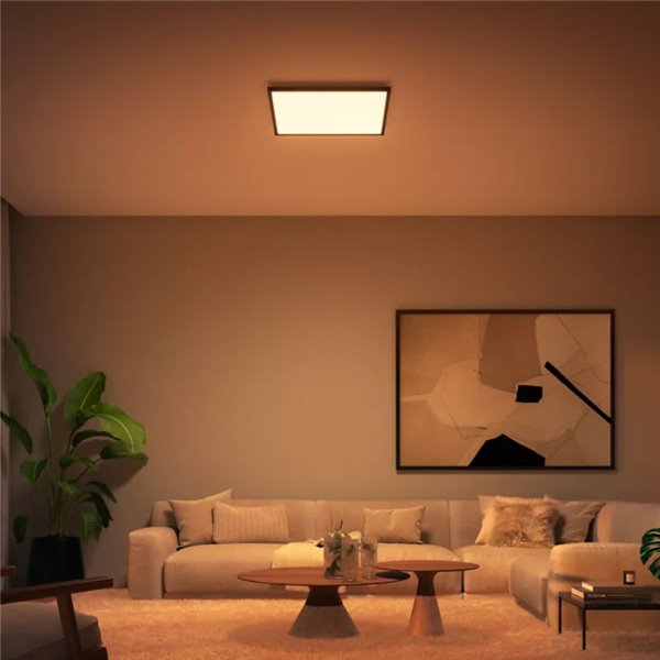 Panneau LED carré intelligent AURELLE Hue XL, noir, 60 x 60 cm, 2750 lm, 39 W, ambiance blanche