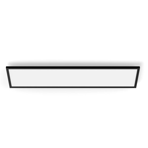 Plafonnier LED rectangulaire intelligent AURELLE Hue, noir, 30 x 120 cm, 3 750 lm, 2 200-6 500 ohms Hue White Ambiance