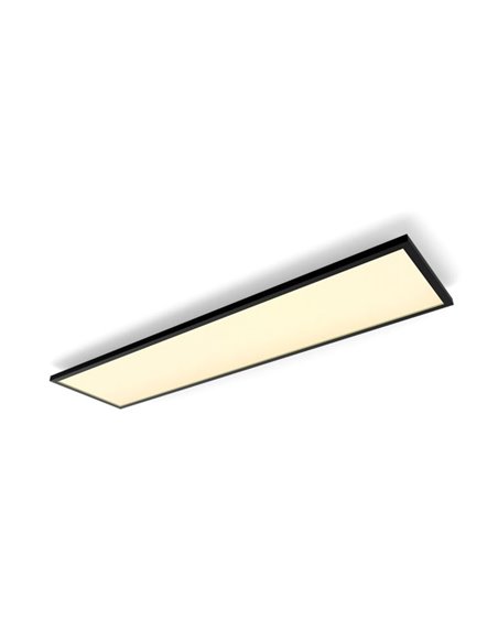 Plafón rectangular LED inteligente AURELLE Hue negro, 30x120cm, 3750Lm, 2200-6500 Hue White Ambiance