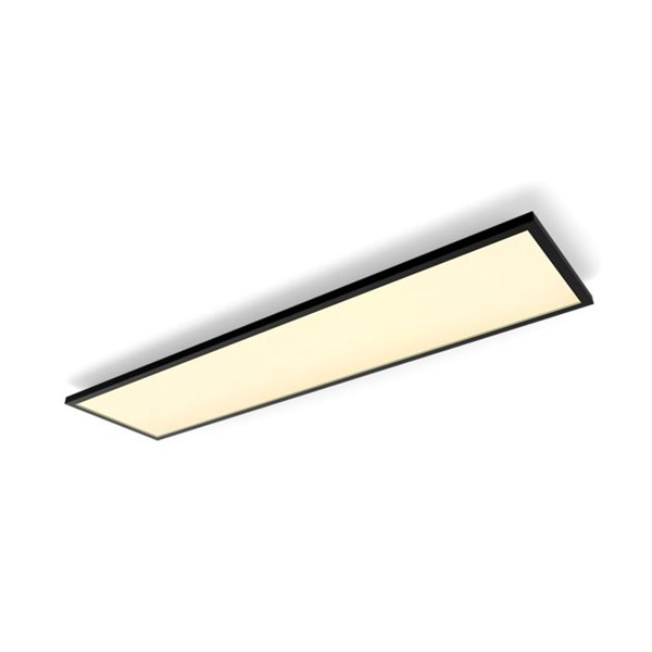 Plafón rectangular LED inteligente AURELLE Hue negro, 30x120cm, 3750Lm, 2200-6500 Hue White Ambiance