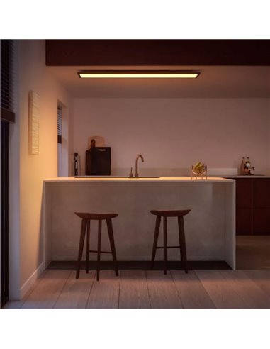 Plafón rectangular LED inteligente AURELLE Hue negro, 30x120cm, 3750Lm, 2200-6500 Hue White Ambiance