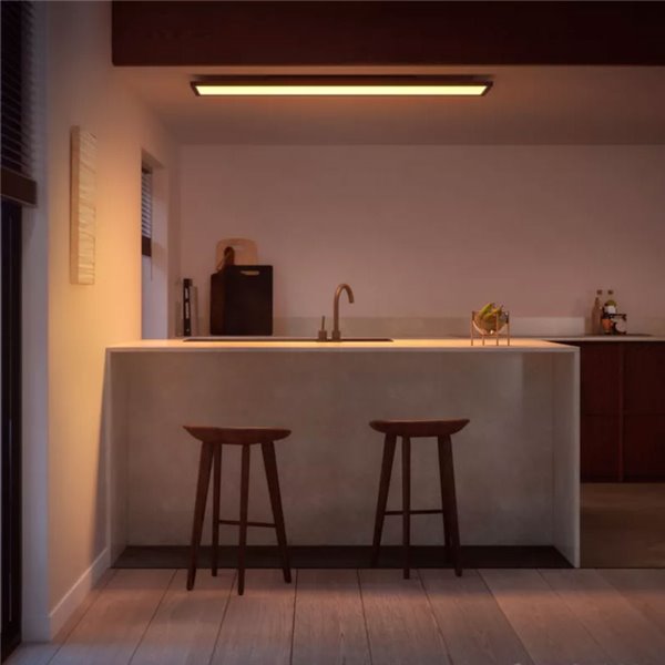 Plafón rectangular LED inteligente AURELLE Hue negro, 30x120cm, 3750Lm, 2200-6500 Hue White Ambiance