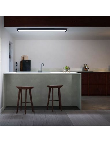 Plafón rectangular LED inteligente AURELLE Hue negro, 30x120cm, 3750Lm, 2200-6500 Hue White Ambiance