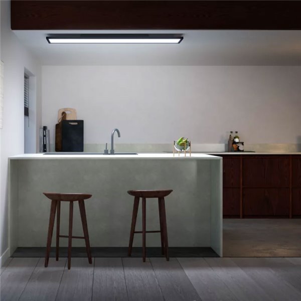 Plafón rectangular LED inteligente AURELLE Hue negro, 30x120cm, 3750Lm, 2200-6500 Hue White Ambiance