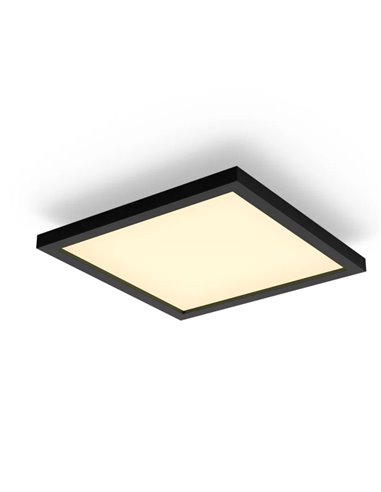 Painel LED quadrado inteligente AURELLE Hue S, preto, 30x30cm, 2750 lúmens, 39W, luz ambiente branca.
