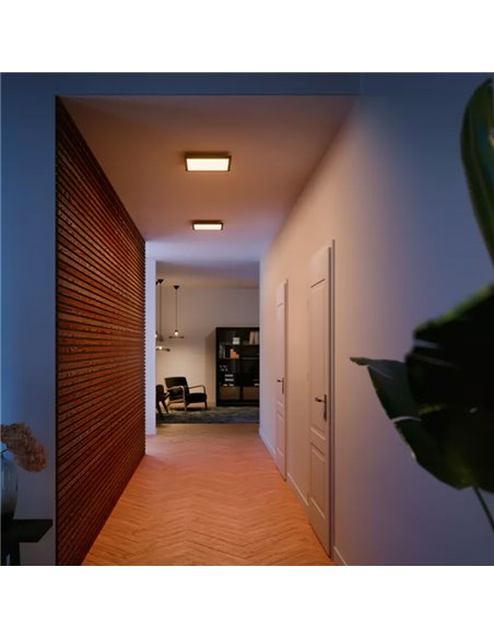 Panel LED cuadrado inteligente AURELLE Hue S negro, 30X30cm, 2750Lm 39W, White Ambiance