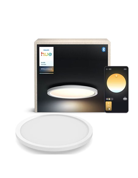 Luminária de teto LED redonda inteligente AURELLE HUE, branca, Ø39cm, 2450lm 21W, ambiente branco