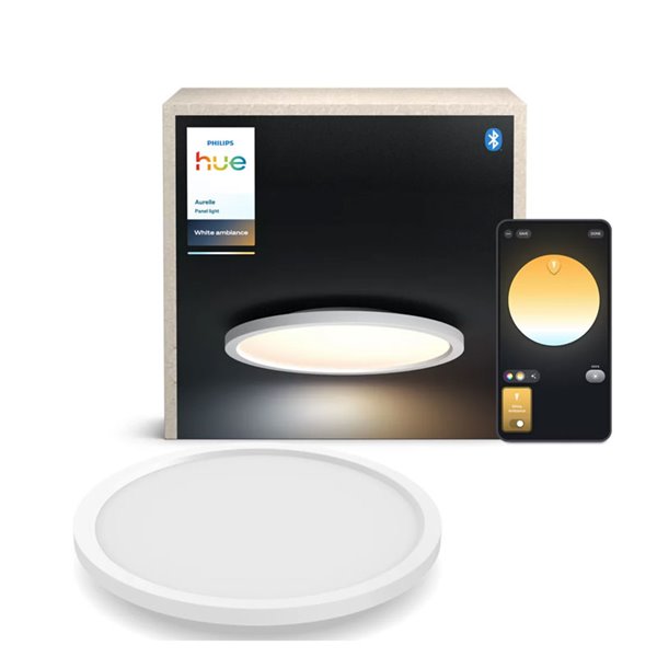 Plafón de techo LED redondo inteligente AURELLE HUE blanco Ø39cm, 2450Lm 21W, White Ambiance