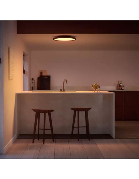 Plafón de techo LED redondo inteligente AURELLE HUE negro Ø39cm, 2450Lm 21W, White Ambiance