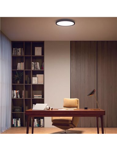 Plafón de techo LED redondo inteligente AURELLE HUE negro Ø39cm, 2450Lm 21W, White Ambiance