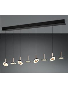 Lámpara LED colgante GUANO 8x8W 8x850lm regulable DIP SWITCH 2300+3000+4000K IP20 Café 2