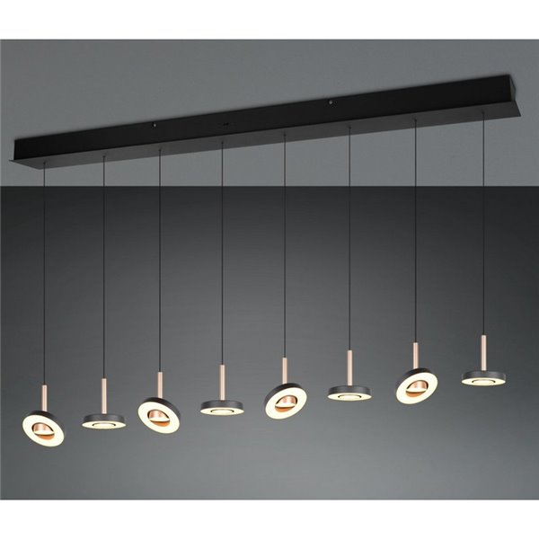 Lámpara LED colgante GUANO 8x8W 8x850lm regulable DIP SWITCH 2300+3000+4000K IP20 Café