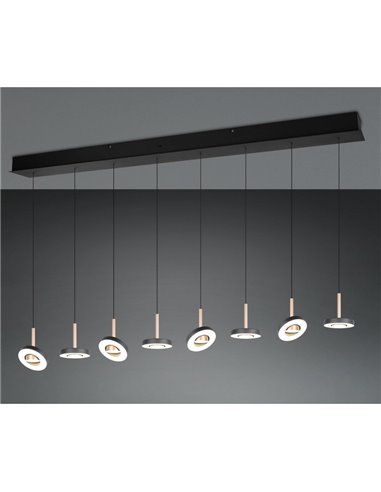 Lámpara LED colgante GUANO 8x8W 8x850lm regulable DIP SWITCH 2300+3000+4000K IP20 Café