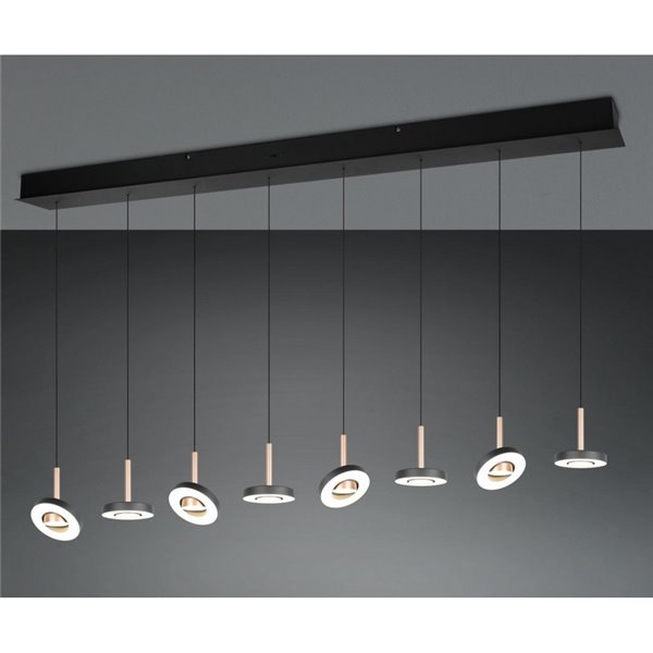 Suspension LED GUANO 8x8W 8x850lm, intensité variable, interrupteur DIP, 2300+3000+4000K, IP20, couleur café