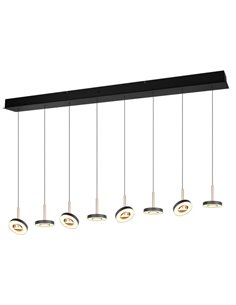 Suspension LED GUANO 8x8W 8x850lm, intensité variable, interrupteur DIP, 2300+3000+4000K, IP20, couleur café