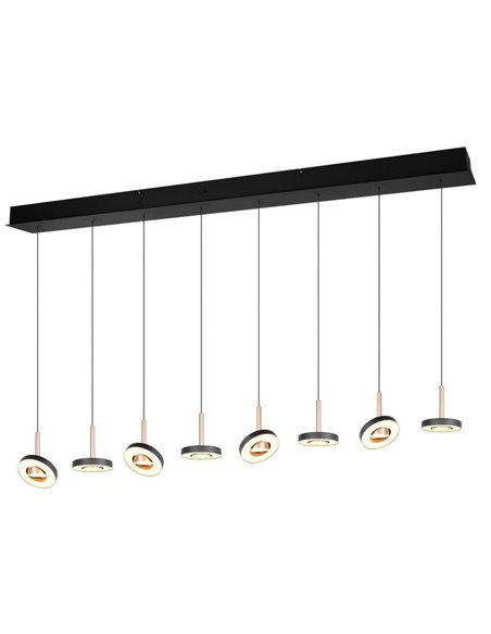 Lámpara LED colgante GUANO 8x8W 8x850lm regulable DIP SWITCH 2300+3000+4000K IP20 Café