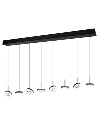 Lámpara LED colgante GUANO 8x8W 8x850lm regulable DIP SWITCH 2300+3000+4000K IP20 Café