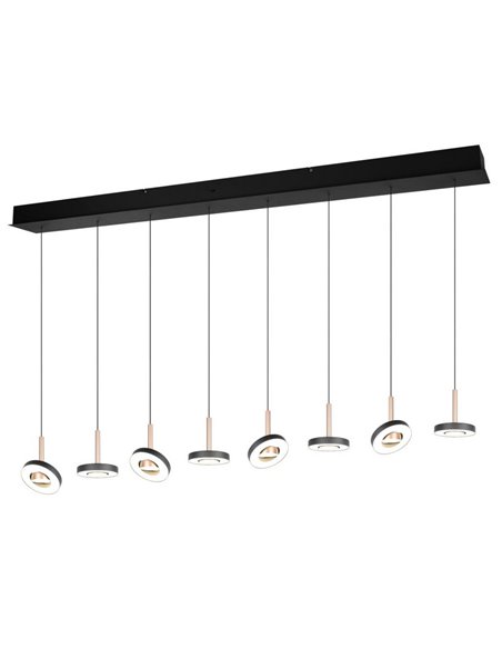 Suspension LED GUANO 8x8W 8x850lm, intensité variable, interrupteur DIP, 2300+3000+4000K, IP20, couleur café