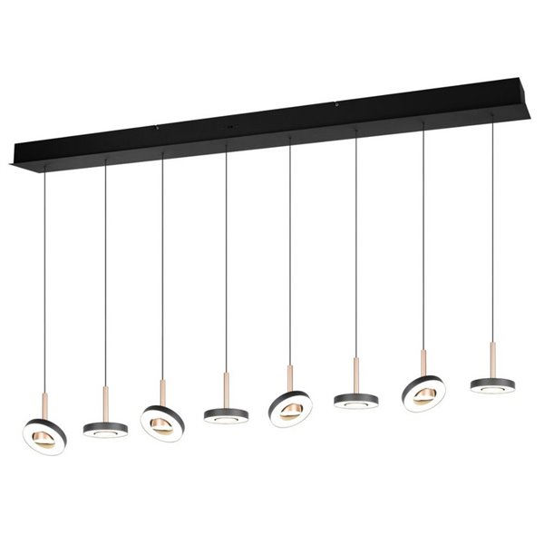 Suspension LED GUANO 8x8W 8x850lm, intensité variable, interrupteur DIP, 2300+3000+4000K, IP20, couleur café