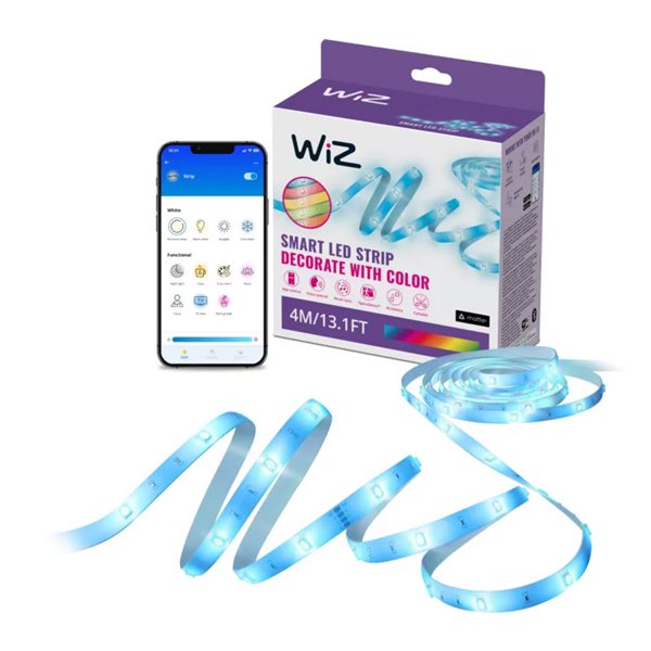 Bande LED intelligente WiZ RGB 4 m, Type C, 6,5 W avec contrôle WiFi