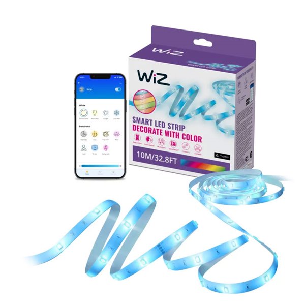 Tira LED inteligente 24V WiZ 10m, a todo color RGB, 6,5W, tipo C