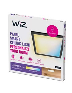 Panel LED cuadrado inteligente WiZ negro 60x60cm, 36W 3400Lm, blanco regulable 2700-6500K 2