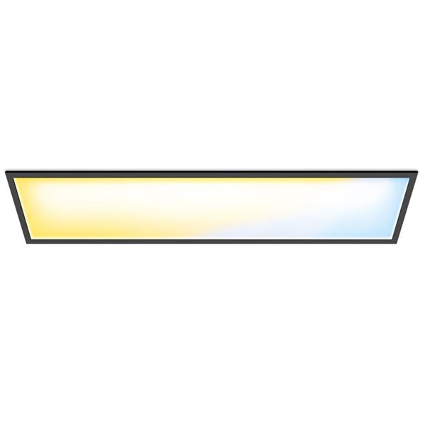 Plafonnier LED rectangulaire intelligent WiZ, noir, 30 x 120 cm, 36 W, 3 400 lm, blanc dimmable 2 700-6 500 K