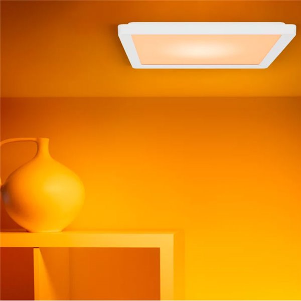 Luminária de teto quadrada inteligente WiZ LED 12W branca, 30x30cm 1600lm, dimerizável 2200-6500K RGB