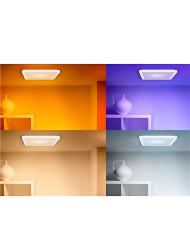 Luminária de teto quadrada inteligente WiZ LED 12W branca, 30x30cm 1600lm, dimerizável 2200-6500K RGB