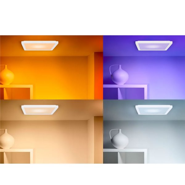 Plafón cuadrado LED inteligente WiZ 12W blanco, 30x30cm 1600Lm, regulable 2200-6500K RGB