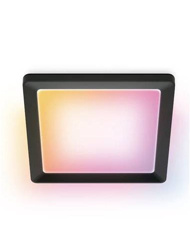 Luminária de teto quadrada inteligente WiZ LED 12W preta, 30x30cm 1600lm, dimerizável 2200-6500K RGB