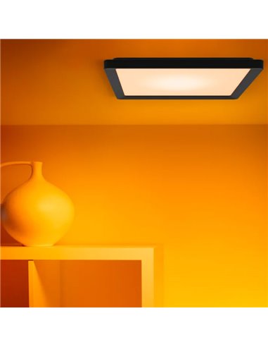 Plafón cuadrado LED inteligente WiZ 12W negro, 30x30cm 1600Lm, regulable 2200-6500K RGB