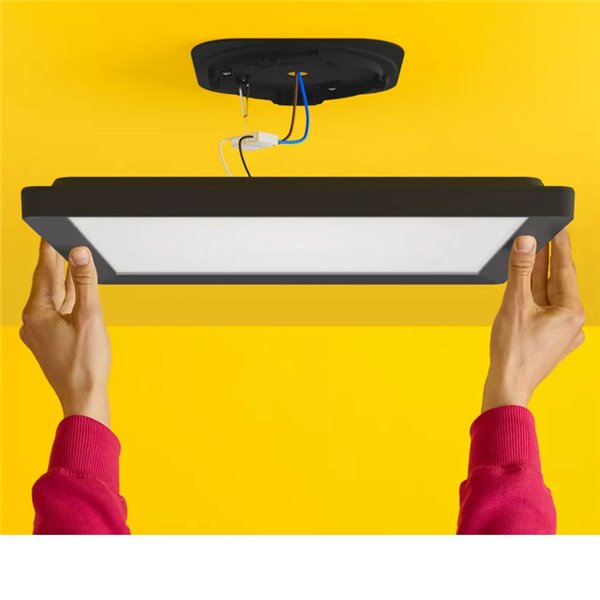 Plafón cuadrado LED inteligente WiZ 12W negro, 30x30cm 1600Lm, regulable 2200-6500K RGB