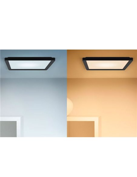 Plafón cuadrado LED inteligente WiZ 12W negro, 30x30cm 1600Lm, regulable 2200-6500K RGB