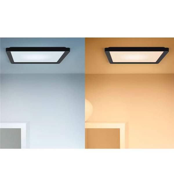 Plafón cuadrado LED inteligente WiZ 12W negro, 30x30cm 1600Lm, regulable 2200-6500K RGB