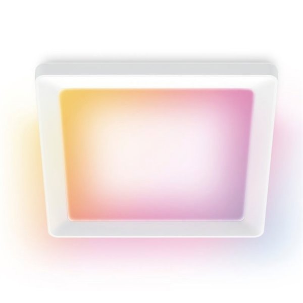 Luminária de teto quadrada inteligente WiZ LED 17W branca, 40x40cm 2200lm, dimerizável 2200-6500K RGB