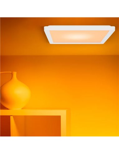 Luminária de teto quadrada inteligente WiZ LED 17W branca, 40x40cm 2200lm, dimerizável 2200-6500K RGB
