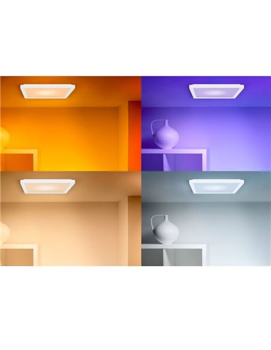 Plafón cuadrado LED inteligente WiZ 17W blanco, 40x40cm 2200Lm, regulable 2200-6500K RGB