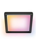 Luminária de teto quadrada inteligente WiZ LED 17W preta, 40x40cm 2200lm, dimerizável 2200-6500K RGB