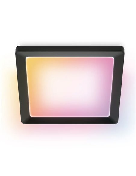 Plafonnier carré LED intelligent WiZ 17 W noir, 40 x 40 cm, 2 200 lm, intensité variable 2 200-6 500 K RGB