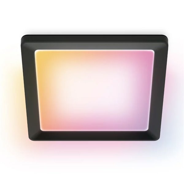 Plafonnier carré LED intelligent WiZ 17 W noir, 40 x 40 cm, 2 200 lm, intensité variable 2 200-6 500 K RGB