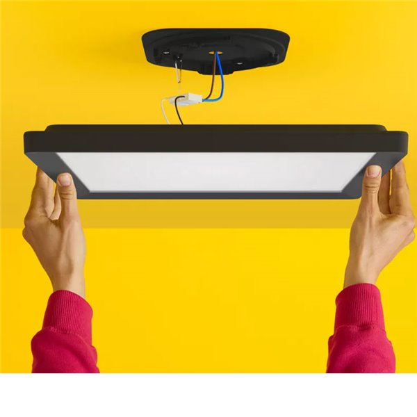 Plafonnier carré LED intelligent WiZ 17 W noir, 40 x 40 cm, 2 200 lm, intensité variable 2 200-6 500 K RGB