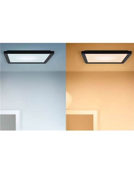 Plafón cuadrado LED inteligente WiZ 17W negro, 40x40cm 2200Lm, regulable 2200-6500K RGB