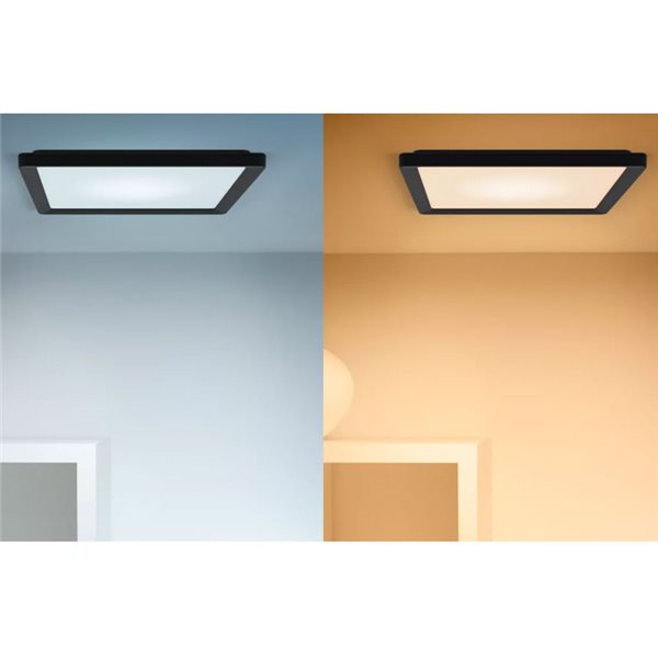 Plafón cuadrado LED inteligente WiZ 17W negro, 40x40cm 2200Lm, regulable 2200-6500K RGB