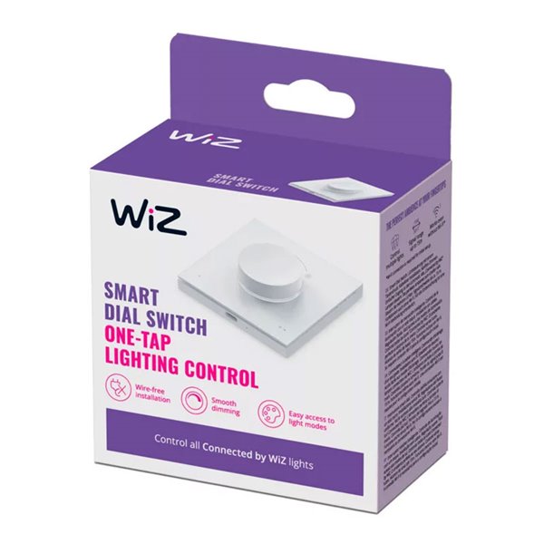 Interruptor giratório inteligente WiZ DIAL SWITCH, sem fio, recarregável via USB, branco, Wi-Fi