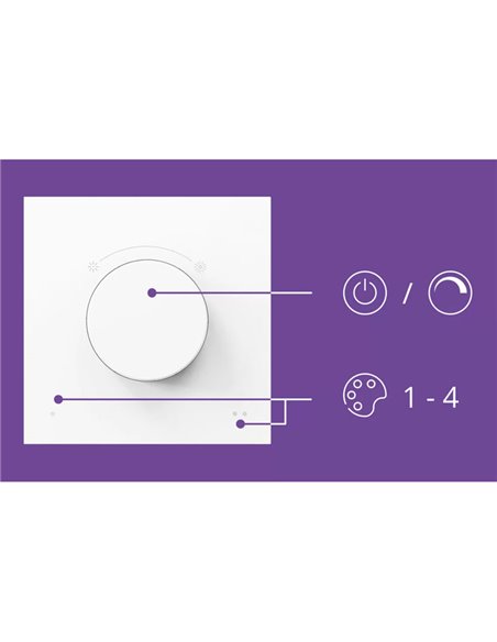 Interrupteur rotatif intelligent WiZ DIAL SWITCH, sans fil, rechargeable par USB, blanc, Wi-Fi