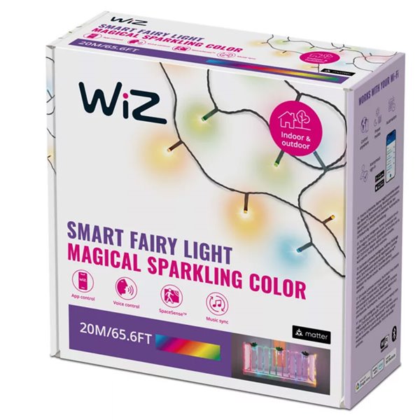 Guirlande lumineuse LED intelligente WiZ FAIRY LIGHT 20 m, couleurs variées 2700 - 5000 K + RGB, 160 LED, IP44