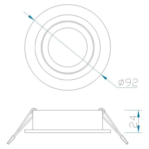 Anel embutido basculante redondo BASIC GU10, níquel acetinado, Ø80mm de diâmetro (corte), Ø92mm de referência
